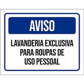 Kit 10 Placa Lavanderia Exclusiva Roupas Uso Pessoal 36X46