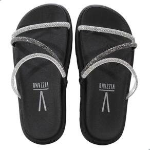 Tamanco Vizzano Preto Cristal Silver Diamond Strass
