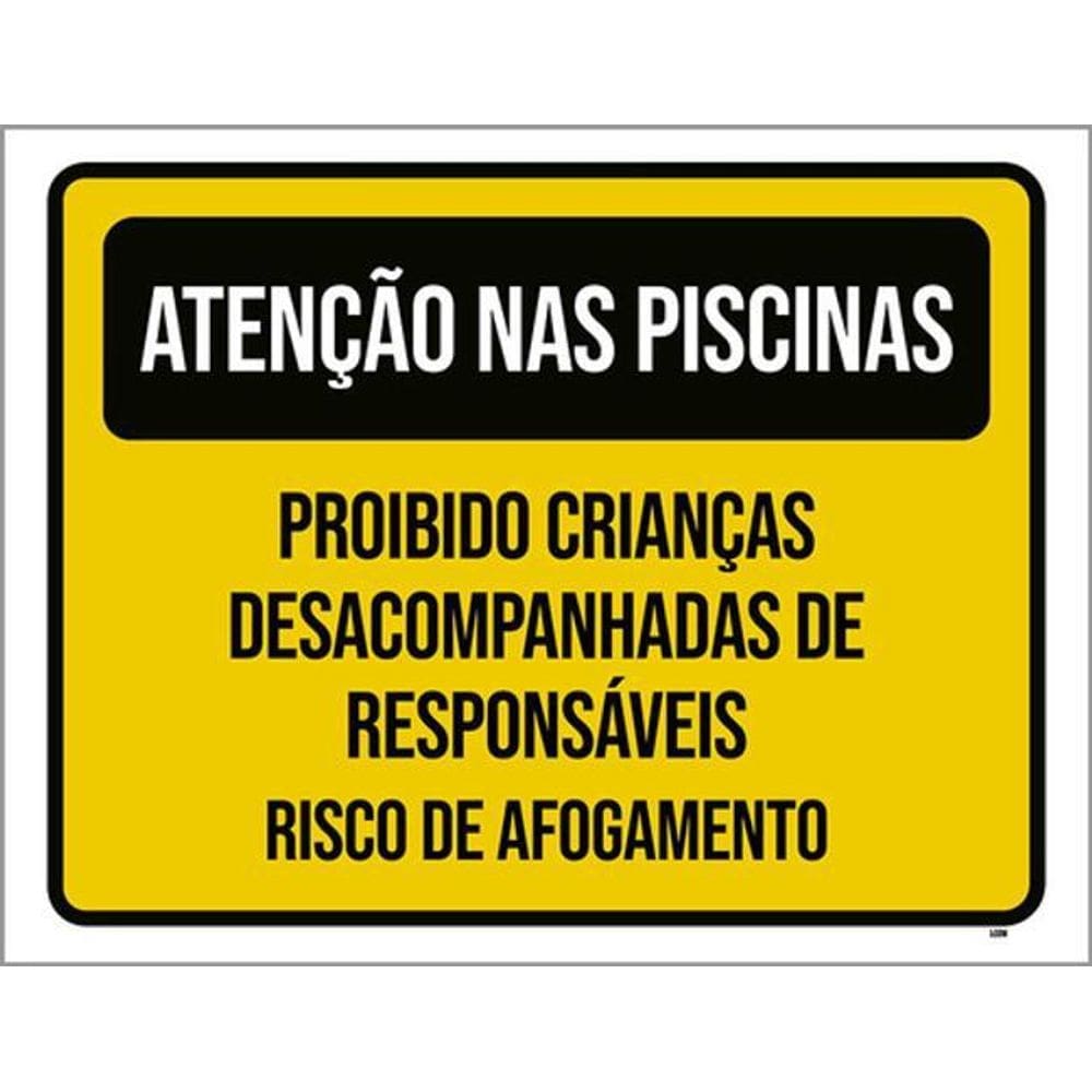 Kit 3 Placas Atenção Piscinas Proibido Crianças 36X46