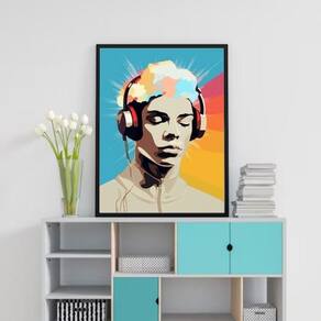Quadro Música - Curtindo O Som 24X18Cm - Com Vidro