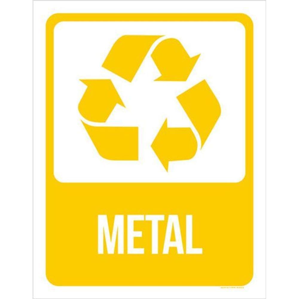 Kit 5 Placas Lixo Amarela Metal 36X46