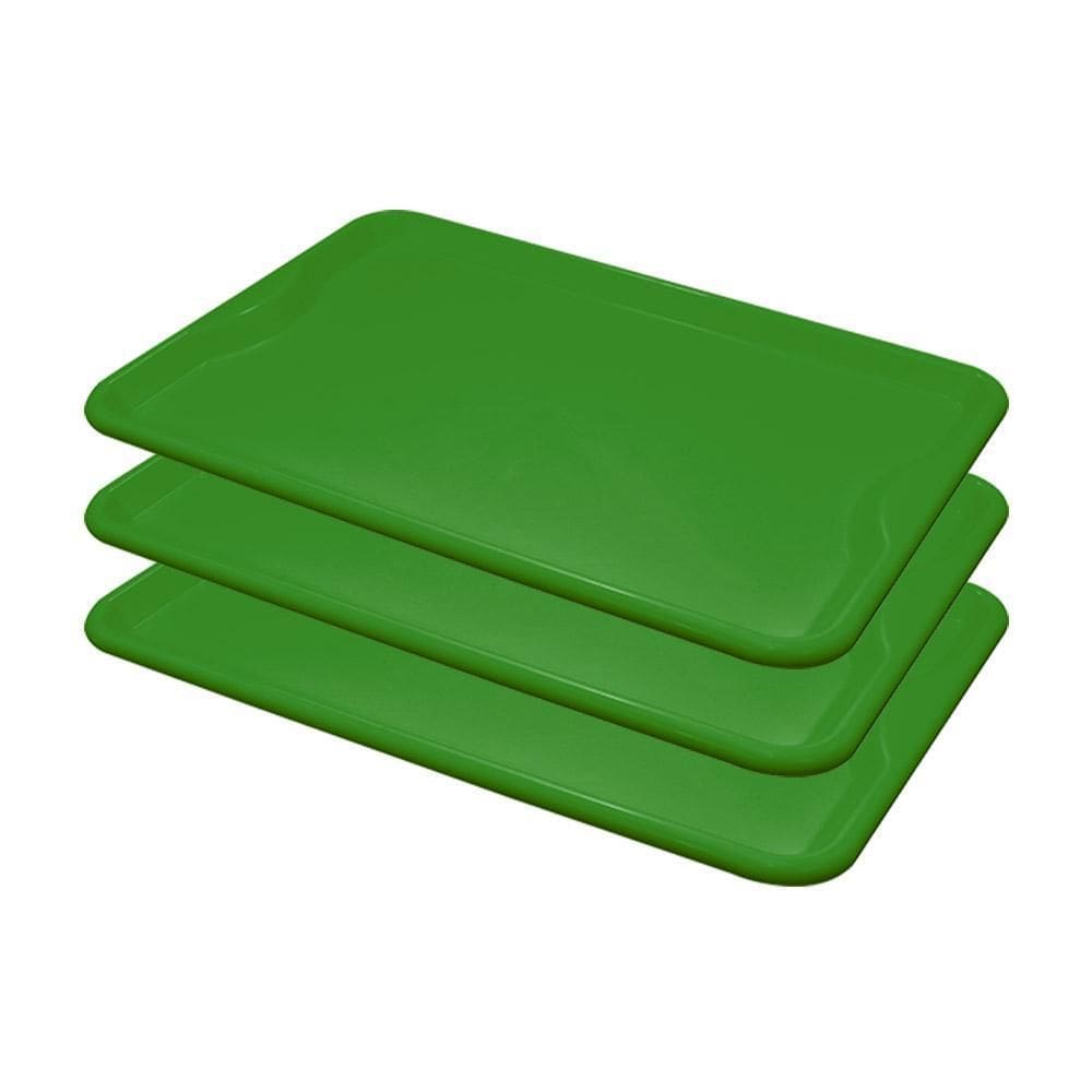 3 Bandejas Refeição Self-Service Verde 48X32,5 Dellaplast