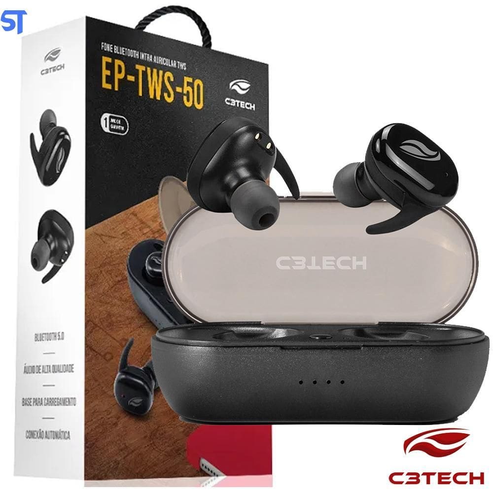 Fone Ouvido C3Tech True Wireless Intra-Auricular Microfone