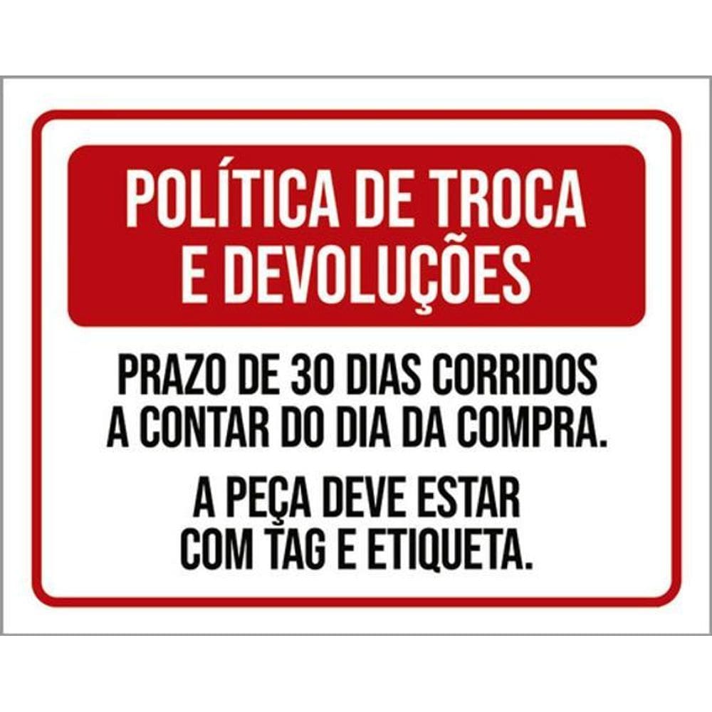 Kit 5 Placas Política De Troca E Devoluções 36X46