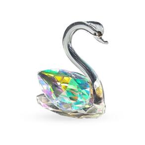 Enfeite Decorativo Ornamento Estatueta Cisne de Vidro Cristal Efeito Prisma Médio Decoração