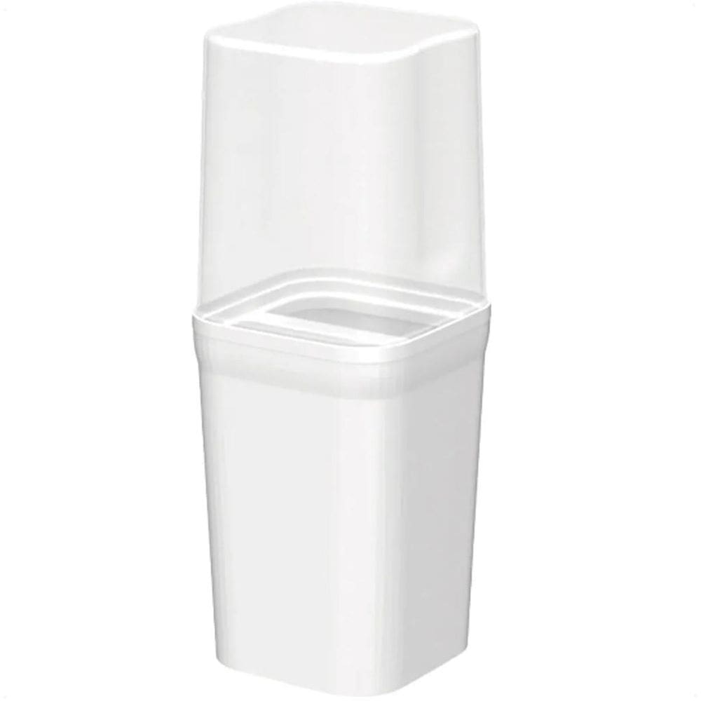 Porta Escovas Liso Branco Com Tampa 8X8X20Cm Bpa Free