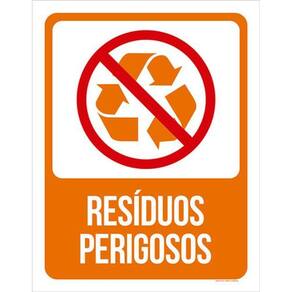Kit 5 Placas Lixo Laranja Resíduos Perigosos 36X46