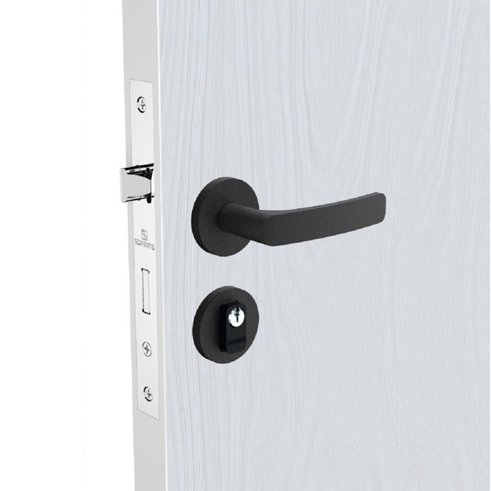 Fechadura Soprano Externa Pali Roseta Redonda 40Mm Preta