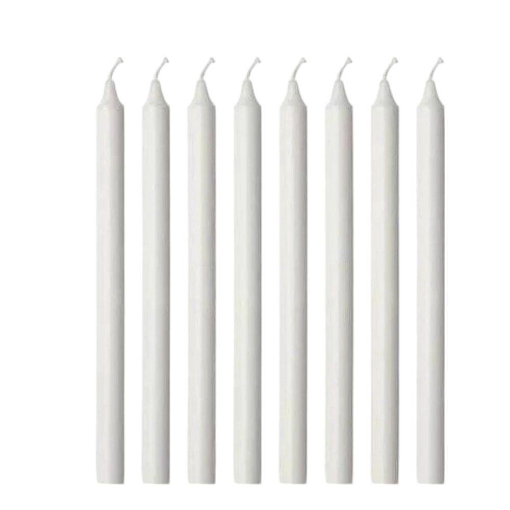 Kit Com 10 Velas Brancas De Parafina Nº 10 Altura 19,7 Cm