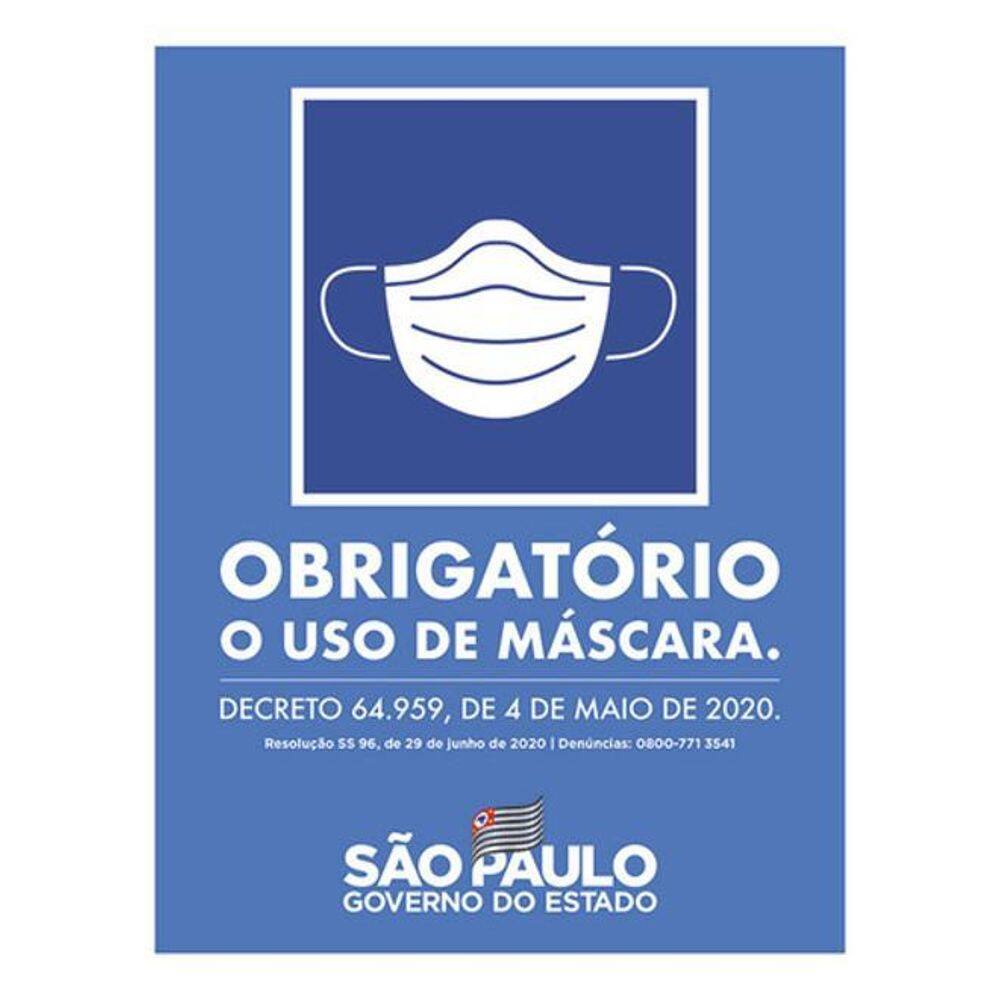 Kit 3 Placas Obrigatório Uso Máscara Governo 36X46