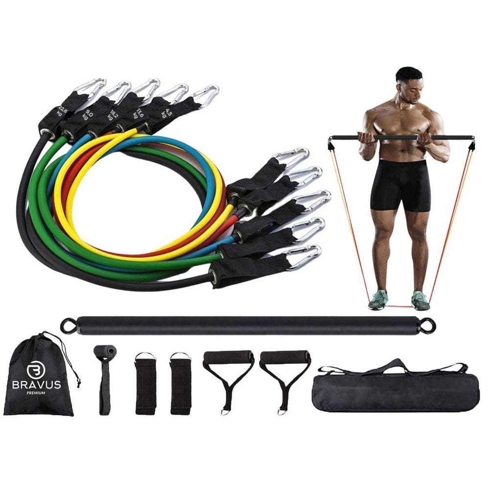 Kit Tubing Premium Elástico Extensor Barra Exercícios Bravus