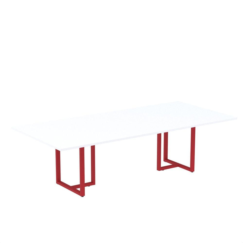 Mesa de Reunião Retangular 200x90cm Mr2000p25tub Branco/Vermelho