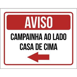 Kit 3 Placa Campainha Lado Casa Cima Seta Esquerda 36X46