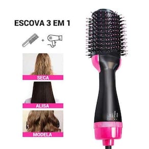 Escova 3 Em 1 Secadora Alisadora E Modeladora