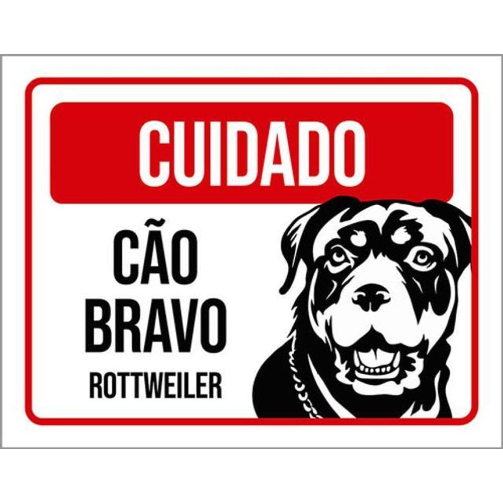 Kit 5 Placas Cuidado Cão Bravo Rottweiler Pb 36X46