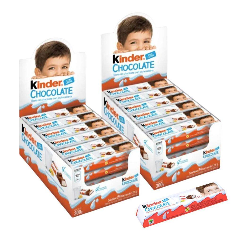 Chocolate, 2 Caixas Com 24 Barrinhas Kinder