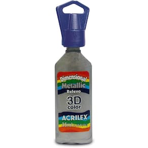Tinta Dim Relevo 3D Metallic 12312 35Ml Prata 533 Acrilex