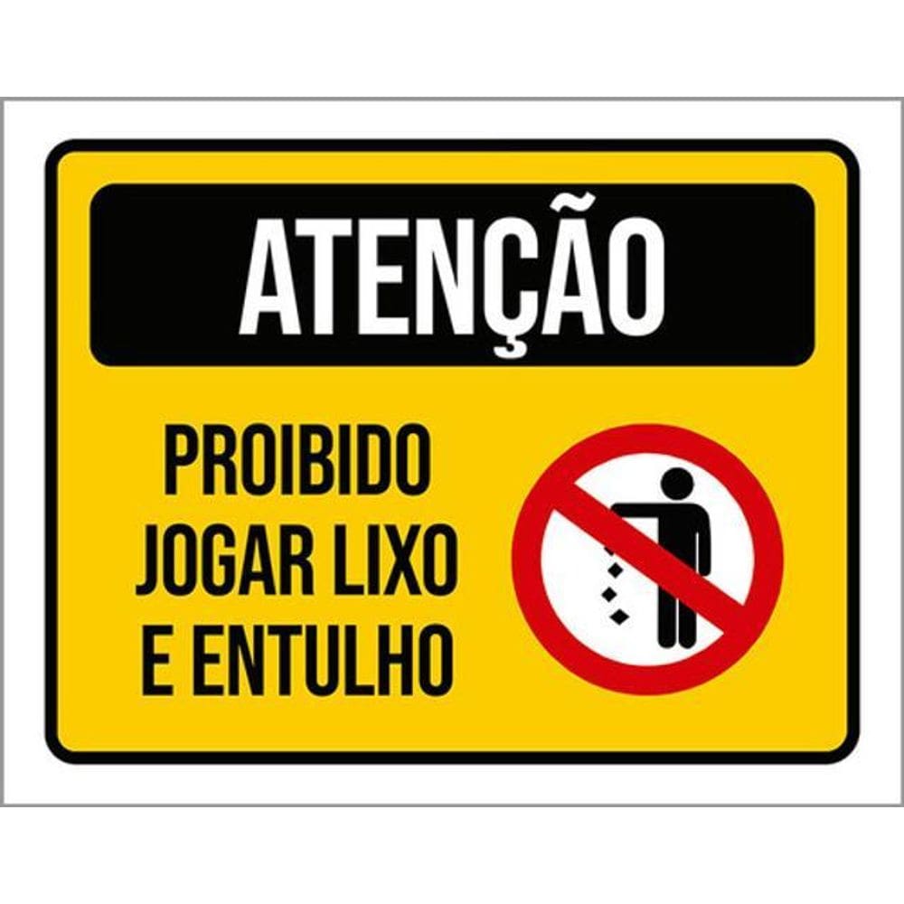 Kit 3 Placas De Atenção Proibido Jogar Lixo 36X46