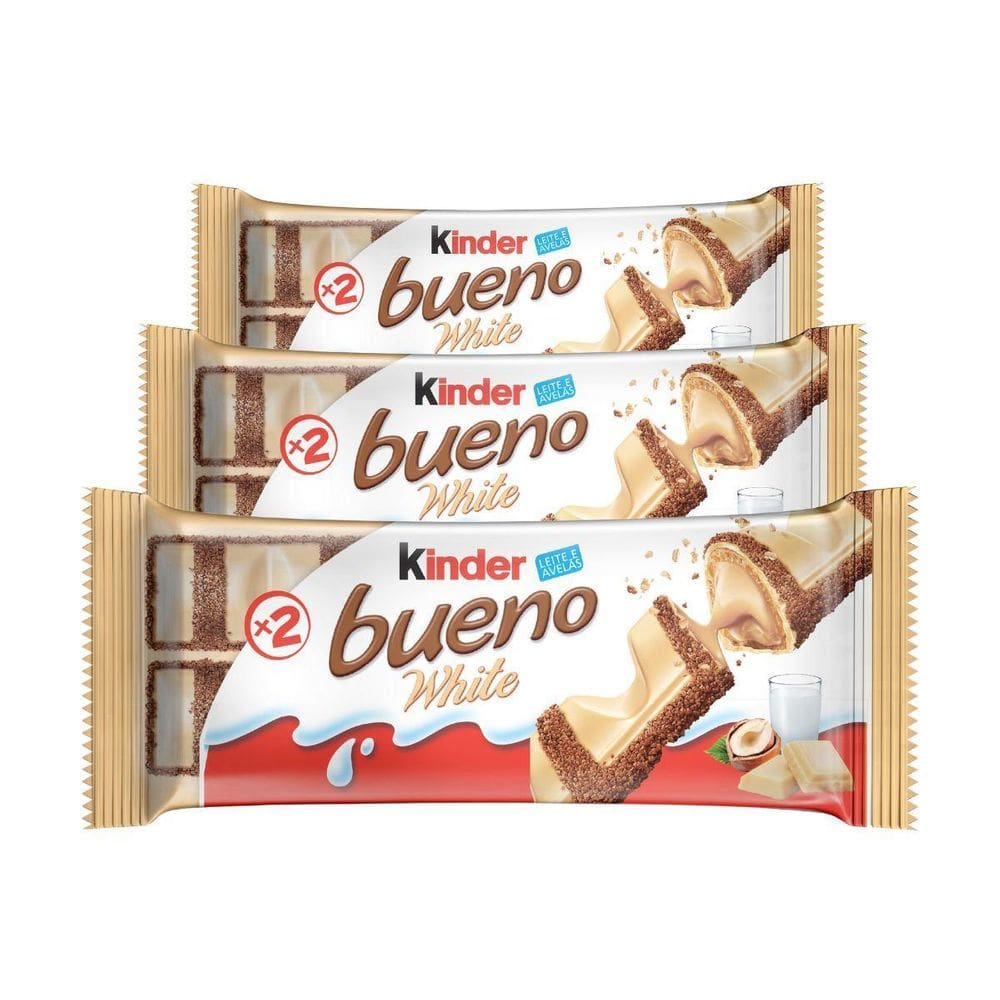 Chocolate, 3 Pacotes De 39G Kinder Bueno White