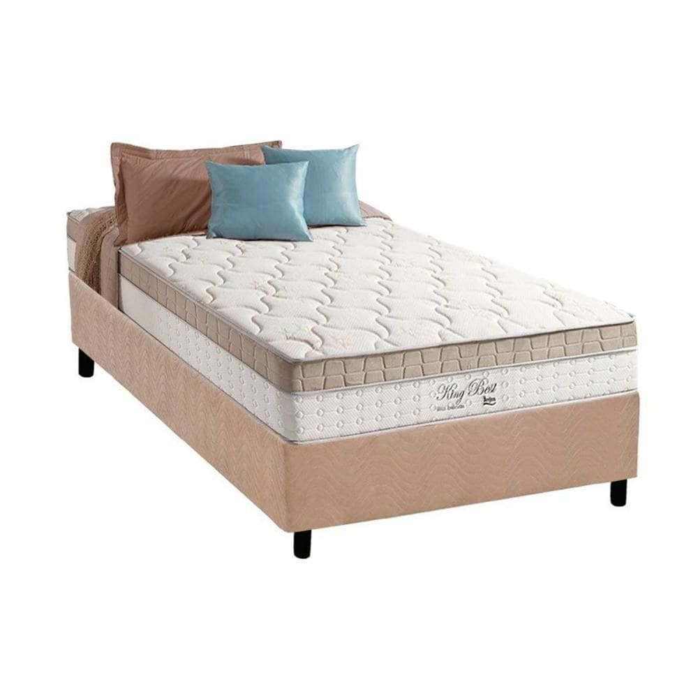 Cama Box Solteiro: Colchão Molas Anjos Superlastic King Best + Base CRC Suede Clean(88x188)
