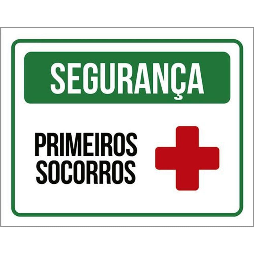 Kit 3 Placas Segurança Primeiros Socorros Cruz 36X46
