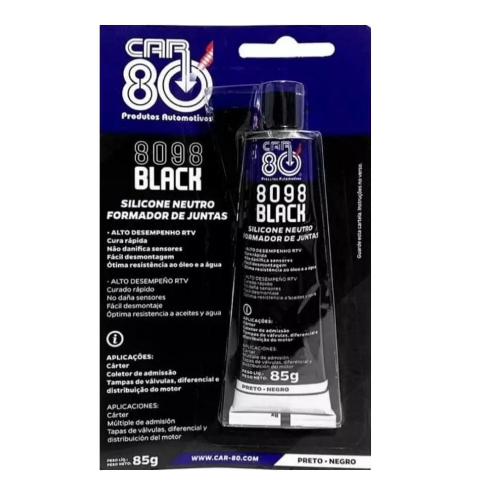 Cola Motor Silicone Alta Temperatura Preta Black Car 80 85g