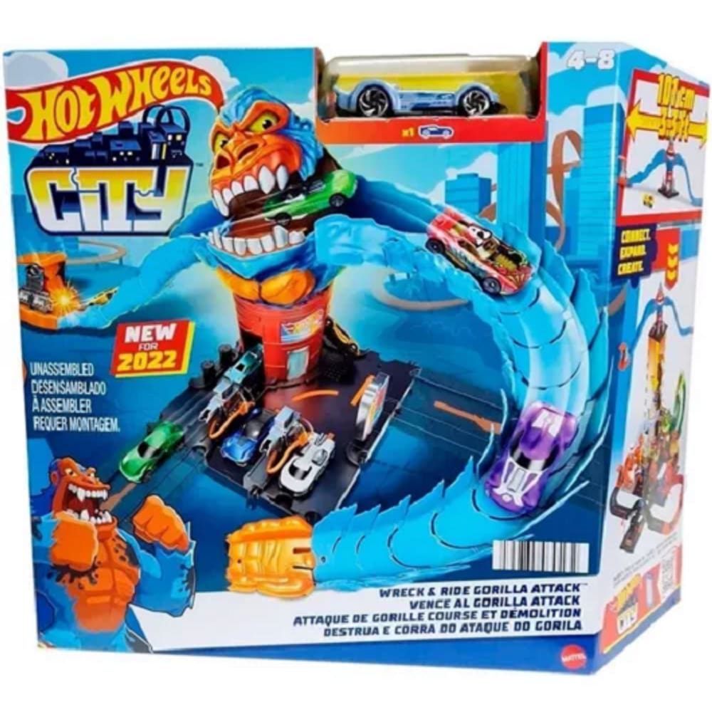 Hot Wheels City Pista Posto Ataque Do Gorila – Mattel