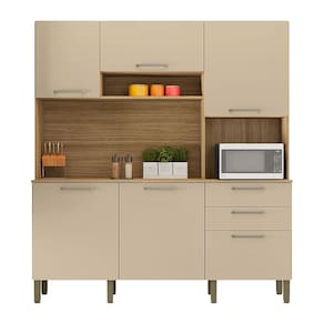 Armário de Cozinha Compacta 6 Portas e 2 Gavetas 180cm Dali Freijó/Vanilla - Pallazio