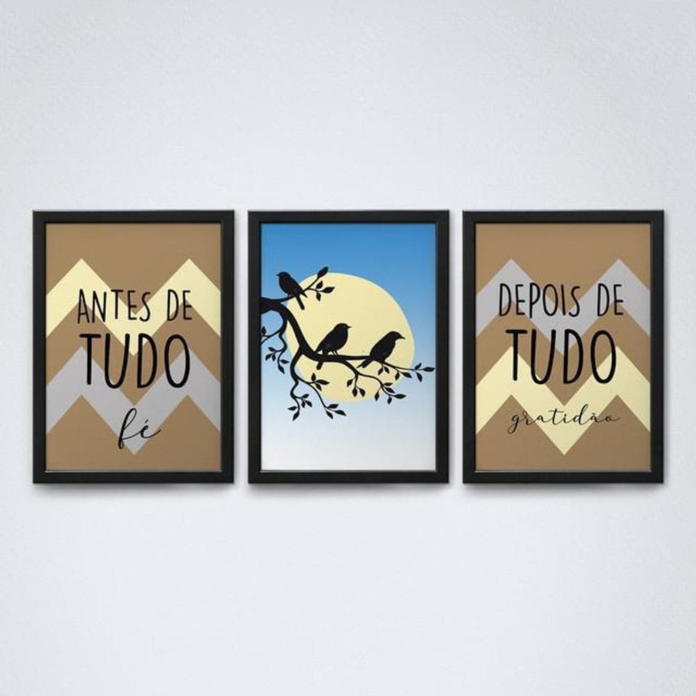 Quadros Decorativos Fé e Gratidão - Tons V7 - Preta A4