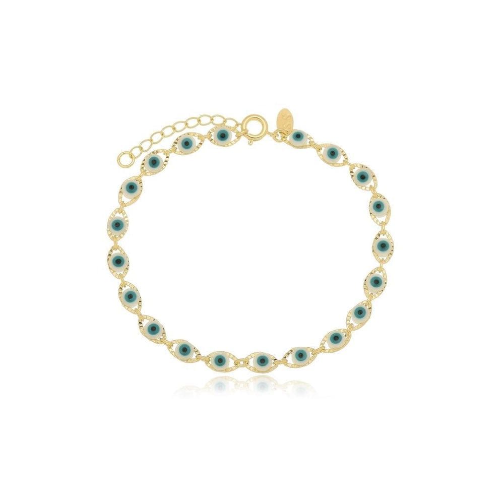 Pulseira Olho Grego Banhada A Ouro 18K