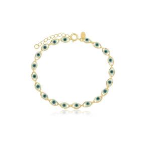 Pulseira Olho Grego Banhada A Ouro 18K