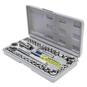 Kit Soquete 40 Peças Chave Catraca Encaixe 1-4" E 3-8" Ferramentas Automotivas