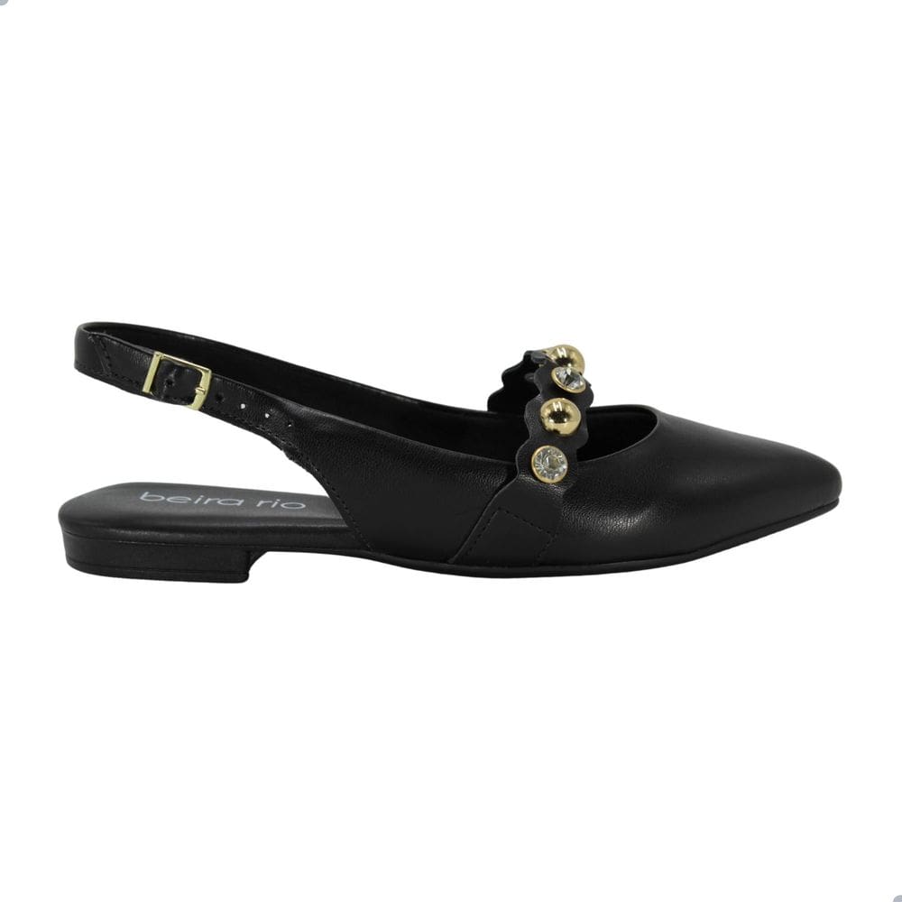 Sandália Feminino Beira Rio Slingback Salto Baixo Preto