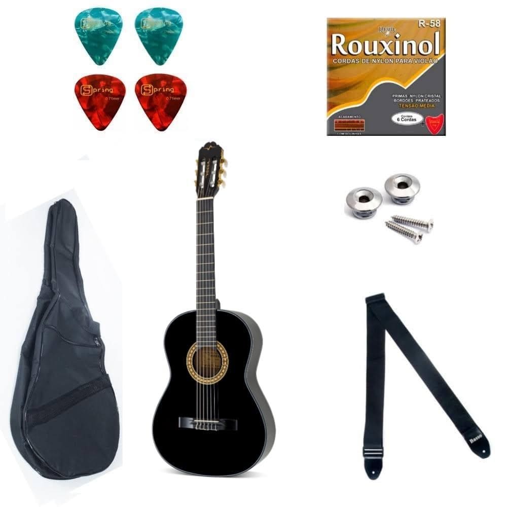 Violão Acústico Vogga Nylon Vca204N Preto + Acessórios