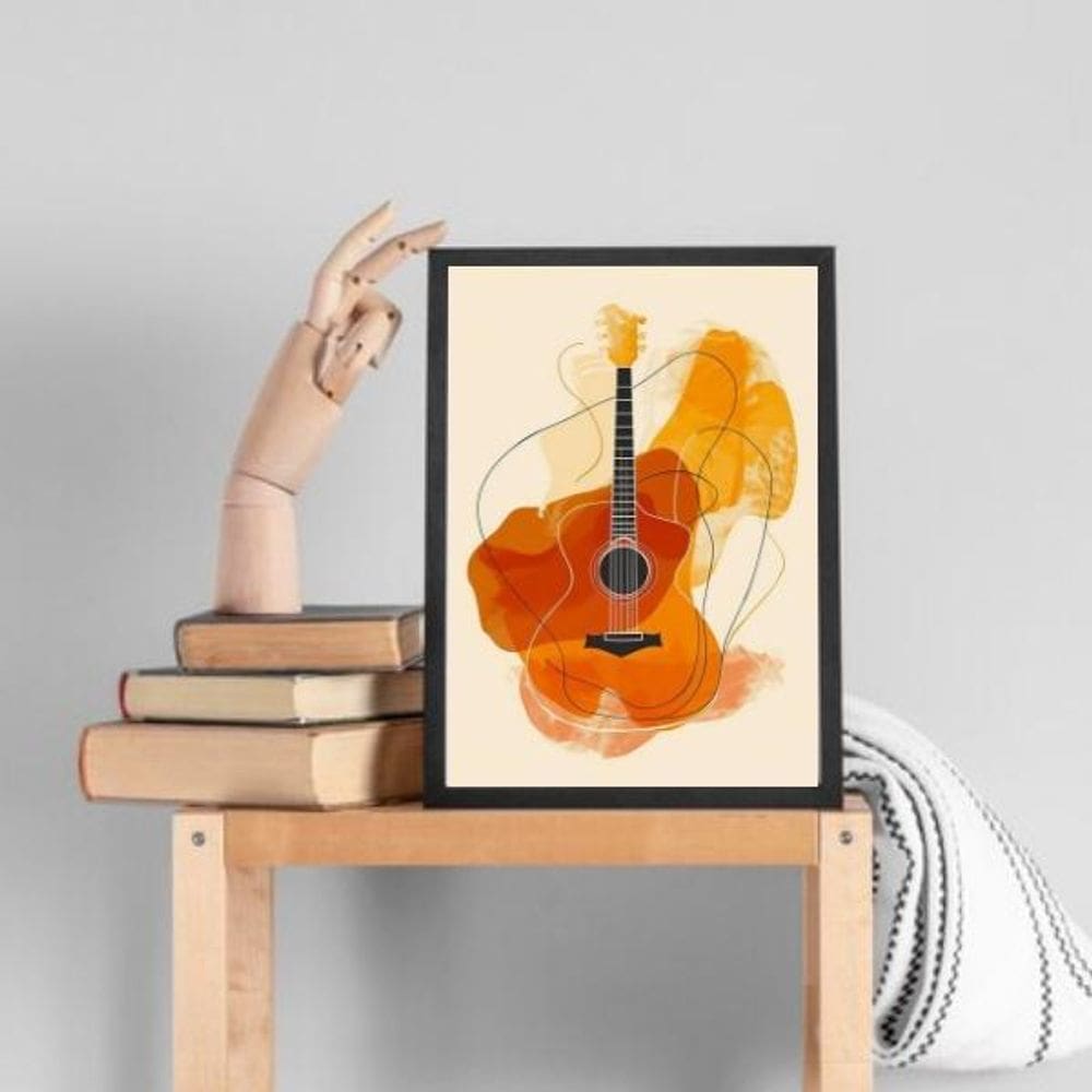 Quadro Decorativo Aquarela Violão 45X34Cm