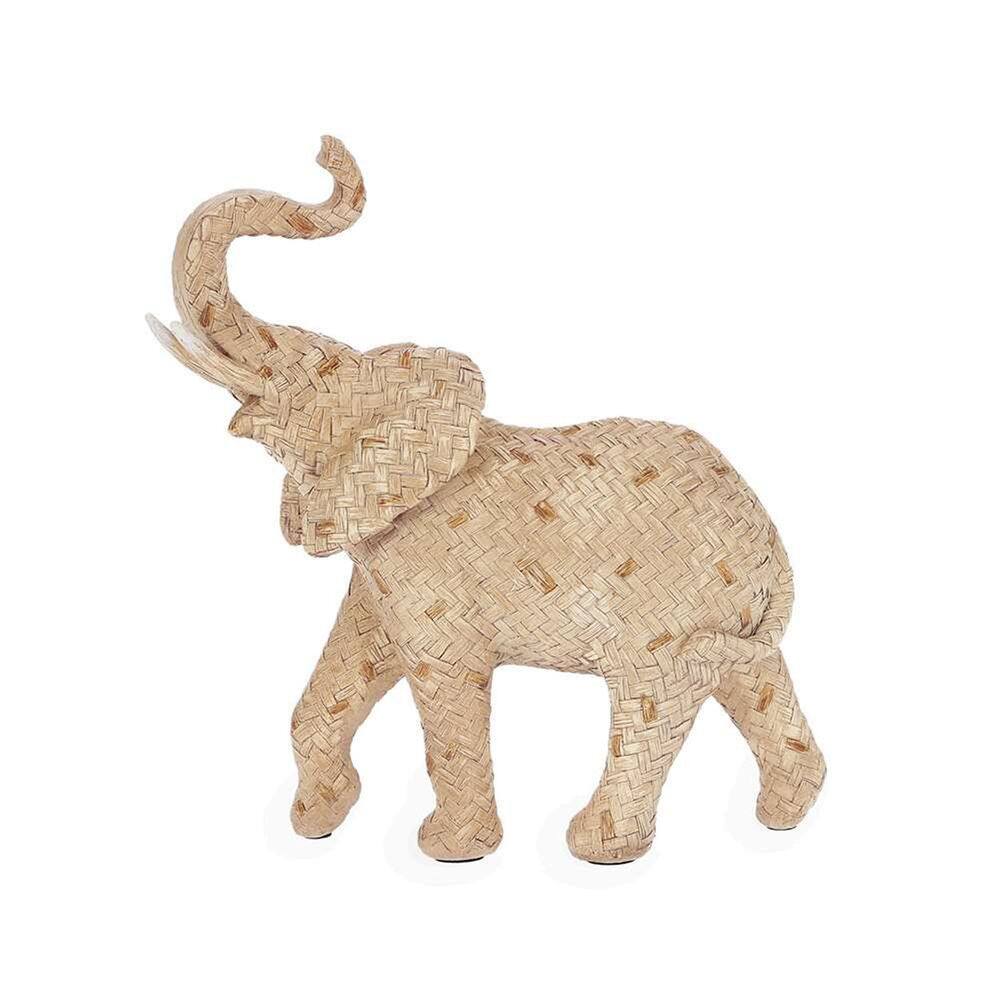 Escultura Decorativa Elefante em Poliresina Bege 26cm Mart