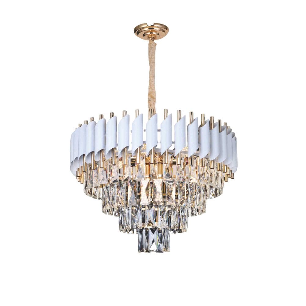 Pendente Cristal Metal Branco e Dourado 9E14