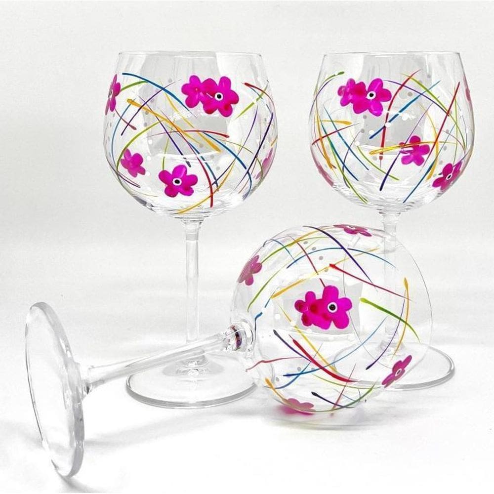 Taça De Gin Pintada À Mão Cristal Bohemia