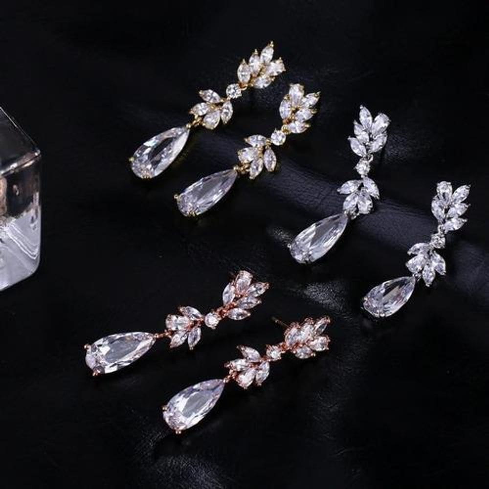 Brinco Ouro Rosê com Zircônias 3,9cm - Semi Joia
