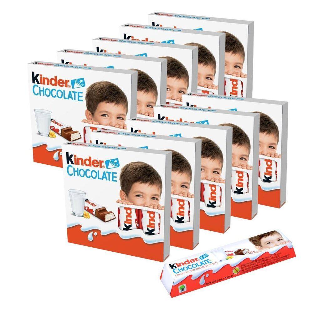 40 Chocolate, 10 Pacotes De 4 Barrinhas Kinder