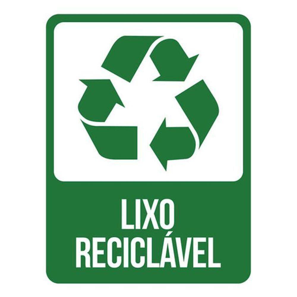 Kit 10 Placas Lixo Reciclável Verde 36X46
