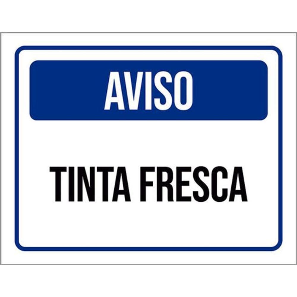 Kit 5 Placas Aviso Tinta Fresca Azul 36X46