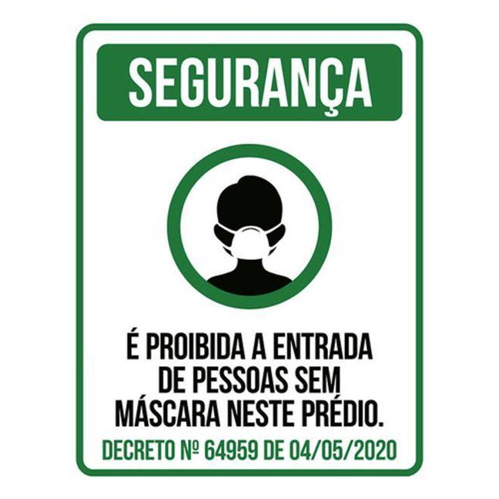 Kit 3 Placa Proibido Entrada Pessoas Máscara Prédio Ver36X46