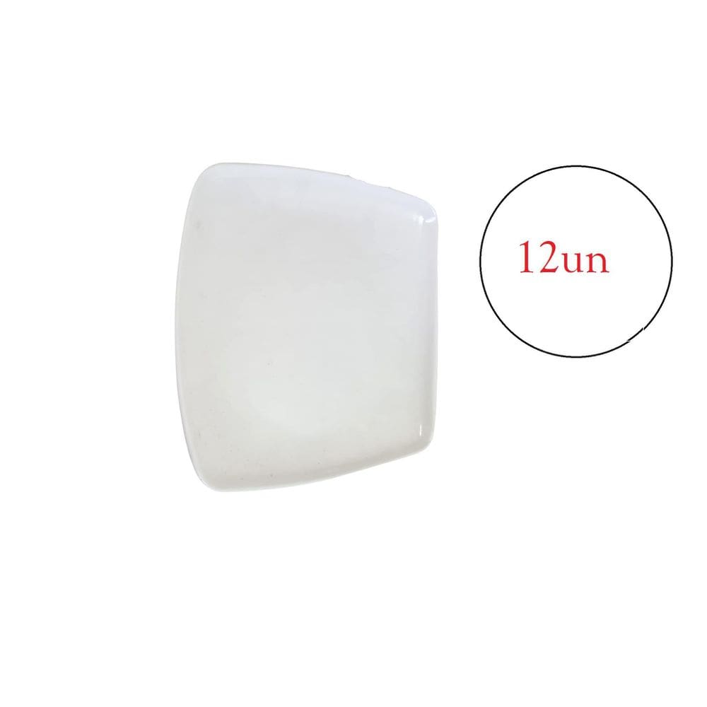 12 Prato Quadrado Plástico De Melamina Branco 21Cm
