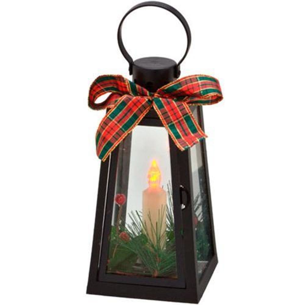 Lanterna Em Metal Natalina Com Luz 10X20 Cm
