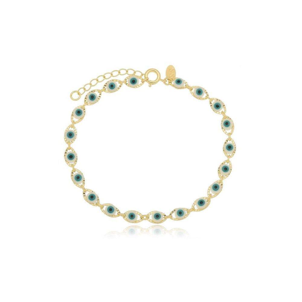 Pulseira Olho Grego Banhada A Ouro 18K
