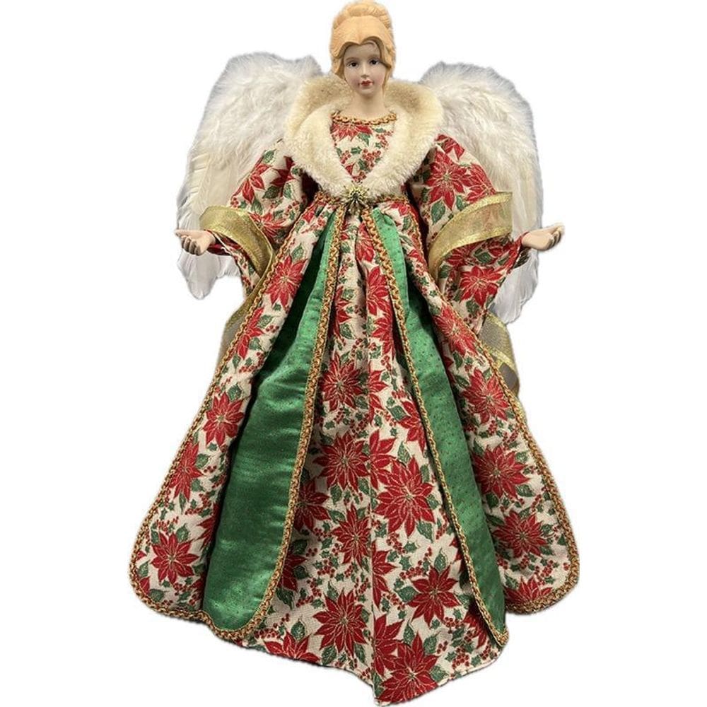 Anjo Topo Arvore Natal Red/Green Decoração Enfeite Casa 60Cm