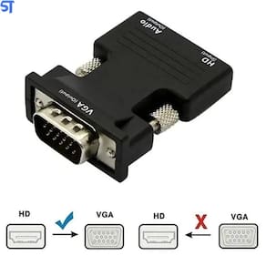 Conversor Hdmi Fêmea P/Saída Vga Macho Áudio E Cabo P2 Macho