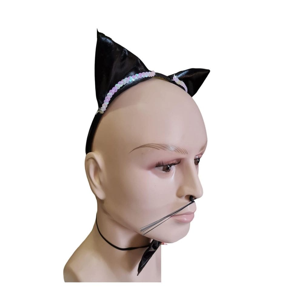Kit Gatinha Orelha Gatinha, Gravata E Bigodinho