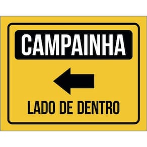 Kit 5 Placas Campainha Lado Dentro Seta Esquerda 36X46